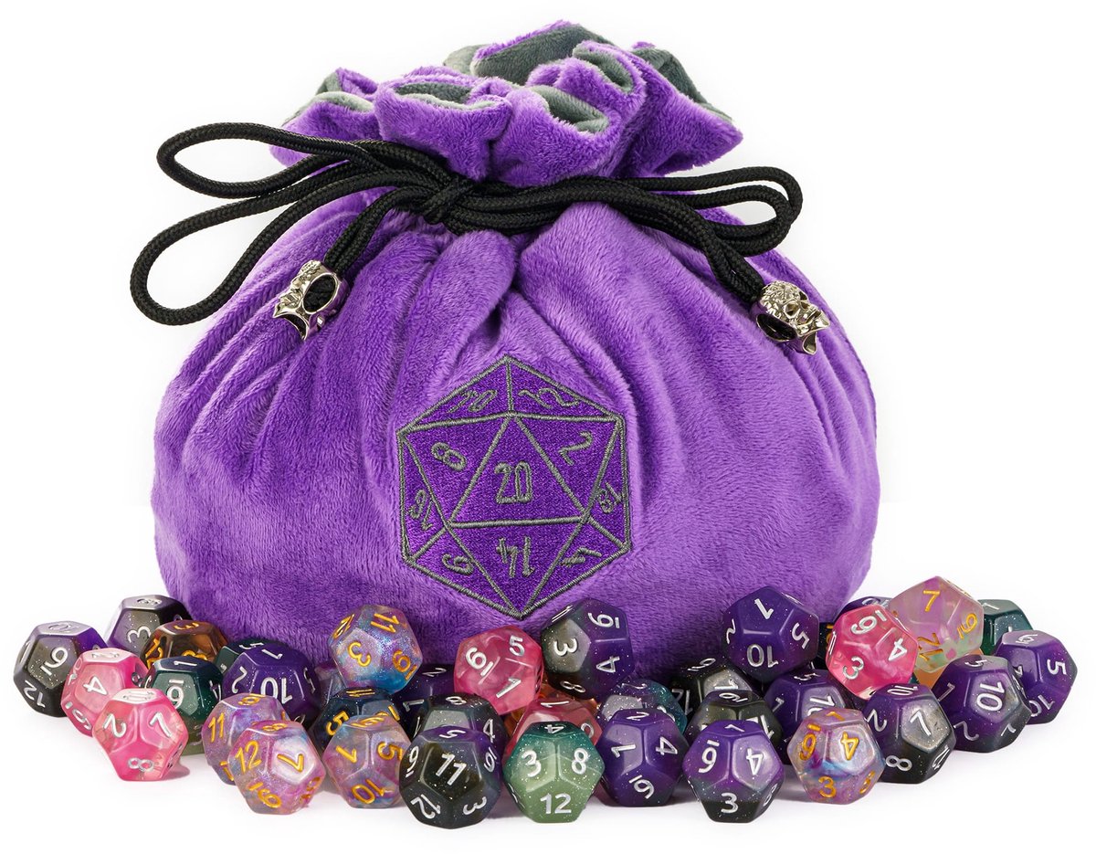 Joya Dice® | D&D Dice Bag | Dungeons and Dragons dicebag | Zachte Pluche Opbergzak | DnD storage bag | Dobbelstenen Zak Pouch | Polydice bag | Fluweel | Paars